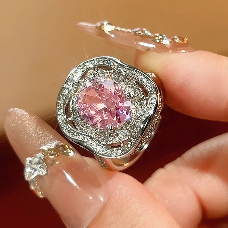 Iced out Colorful CZ Copper Open Ring