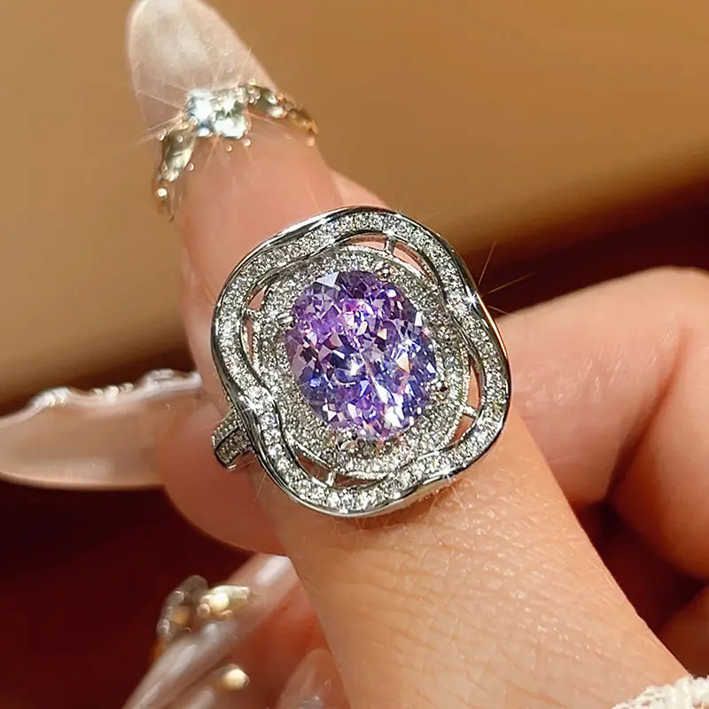 Iced out Colorful CZ Copper Open Ring