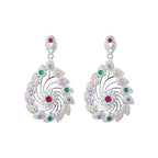 Brass Colorful Gemstone Drop Earrings