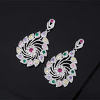 Brass Colorful Gemstone Drop Earrings