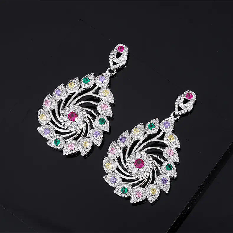 Brass Colorful Gemstone Drop Earrings