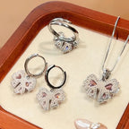 Brass Pink Diamond Bow Drop Earrings