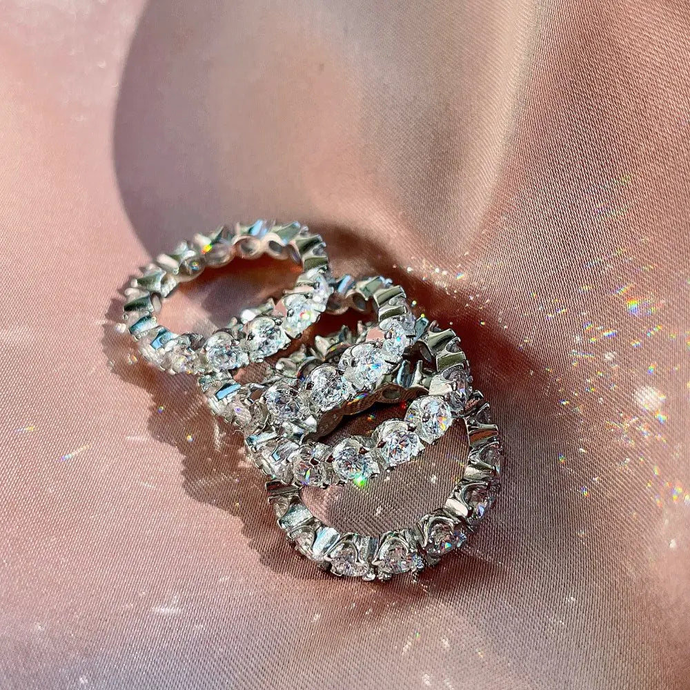 New Style 925 Sterling Silver CZ Round Rings