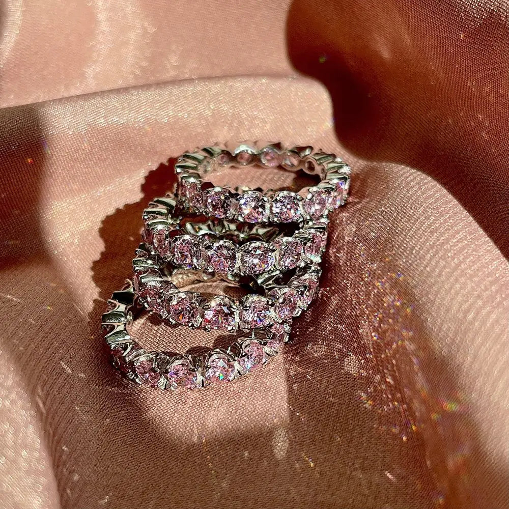 New Style 925 Sterling Silver CZ Round Rings