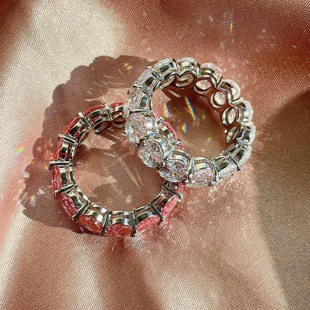 New Style 925 Sterling Silver CZ Round Rings