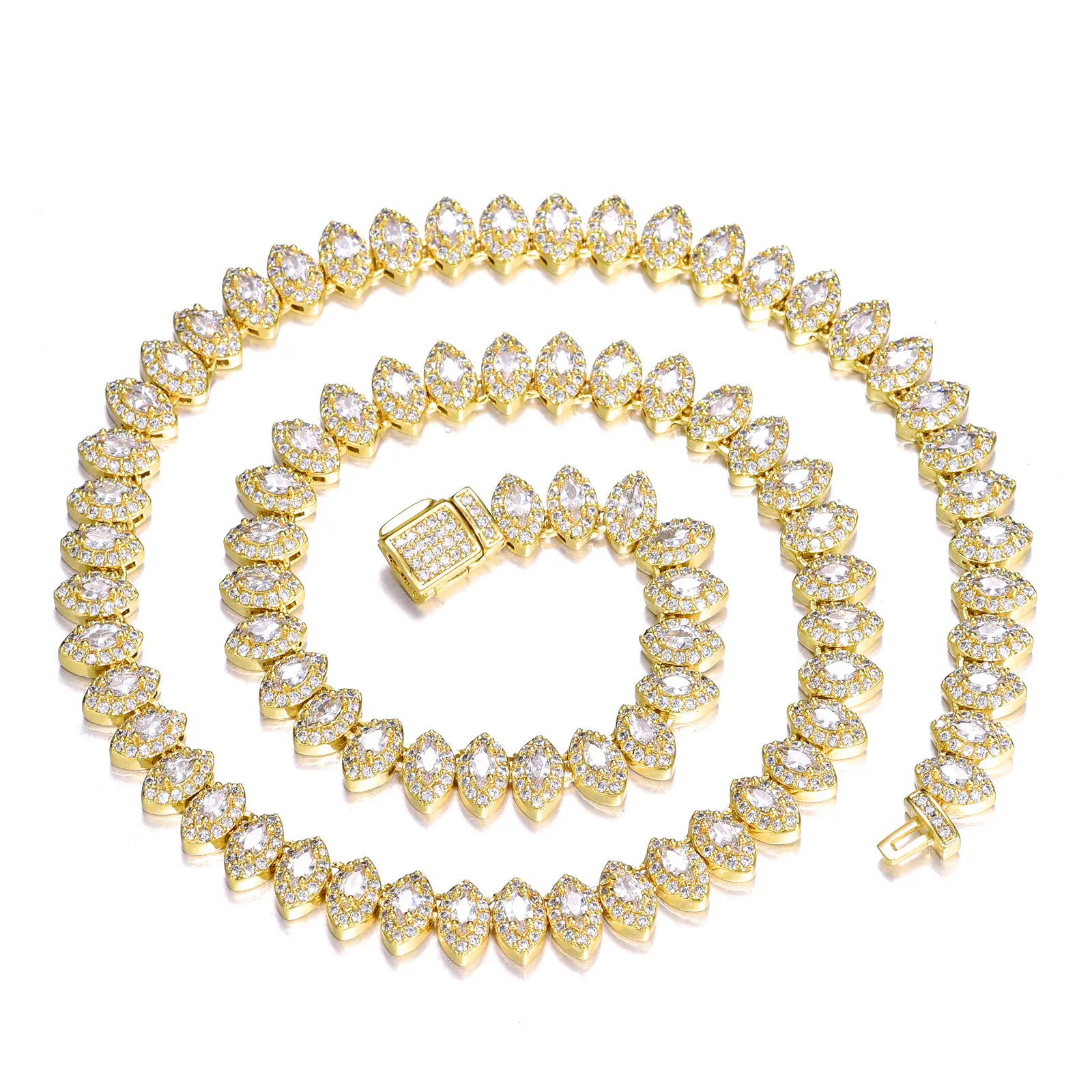 Hip Hop 8mm Horse Eye Cluster Tennis Chain