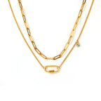 Stainless Steel Gold Plated Pearl Necklace Group