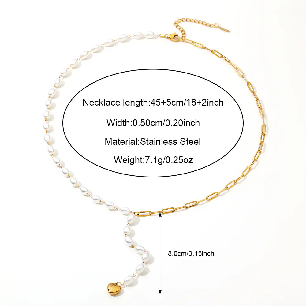 Stainless Steel Gold Plated Pearl Necklace Group