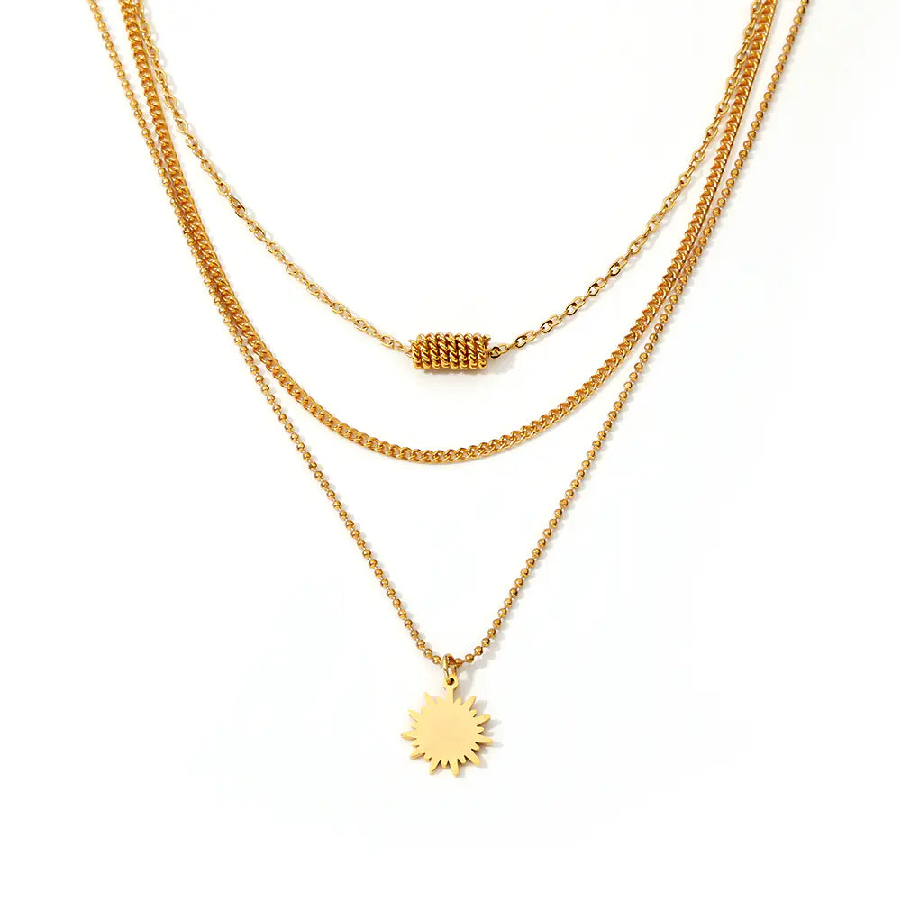 Stainless Steel Gold Plated Sun&Moon Necklace Group