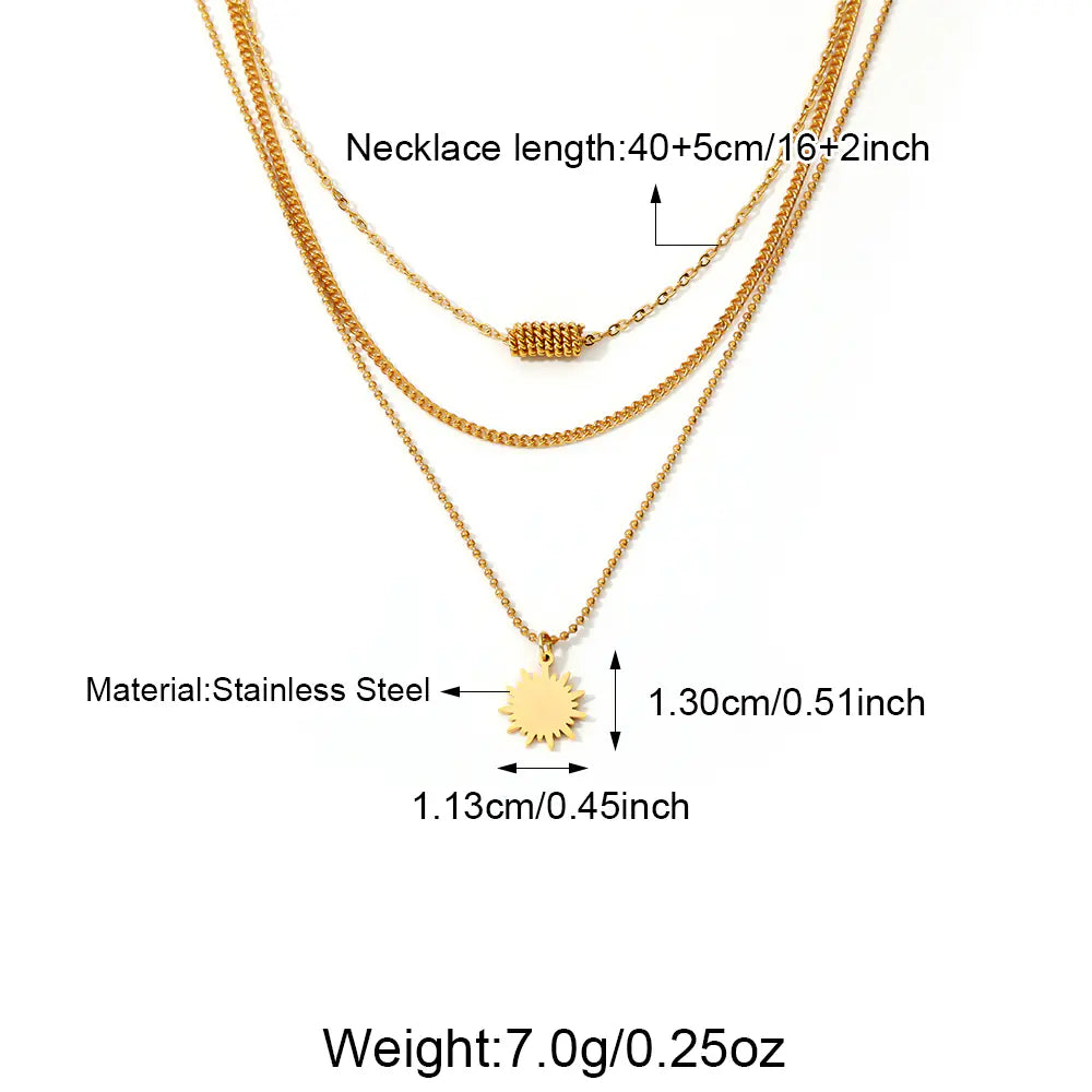 Stainless Steel Gold Plated Sun&Moon Necklace Group