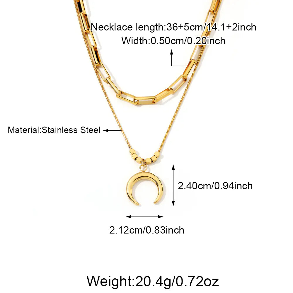 Stainless Steel Gold Plated Sun&Moon Necklace Group
