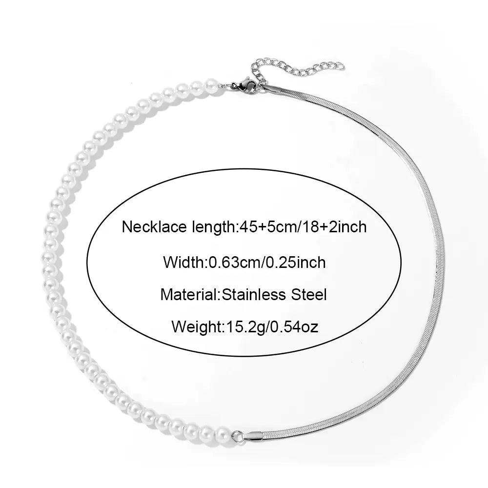 Stainless Steel Silver Pearl Necklace