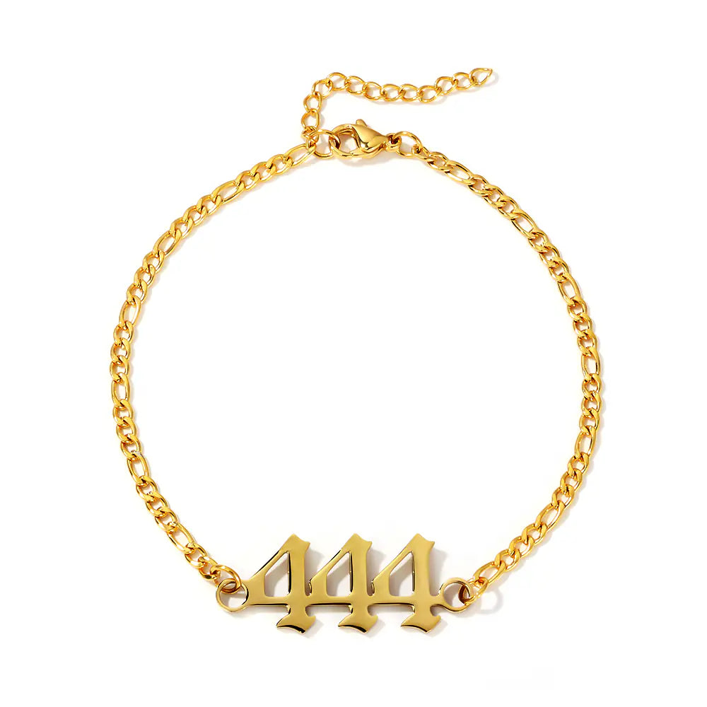 Stainless Steel Gold Number Design Bracelet
