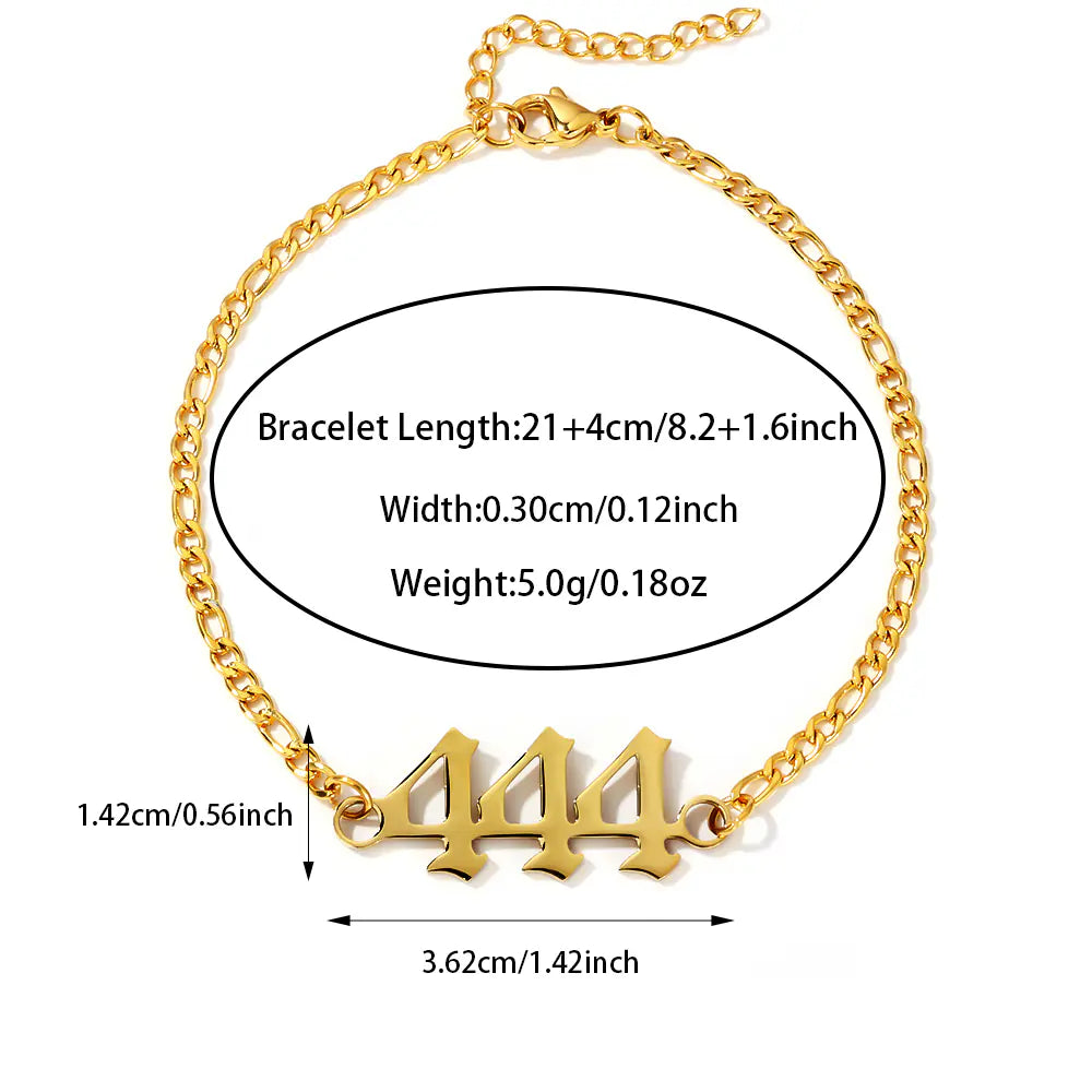 Stainless Steel Gold Number Design Bracelet