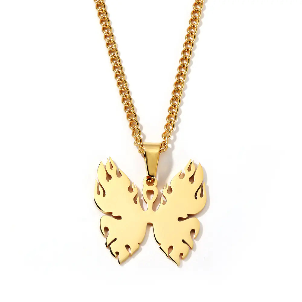 Gold Plated Stainless Steel Natural Stone Pendant Necklace