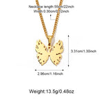 Gold Plated Stainless Steel Betterfly Pendant Necklace