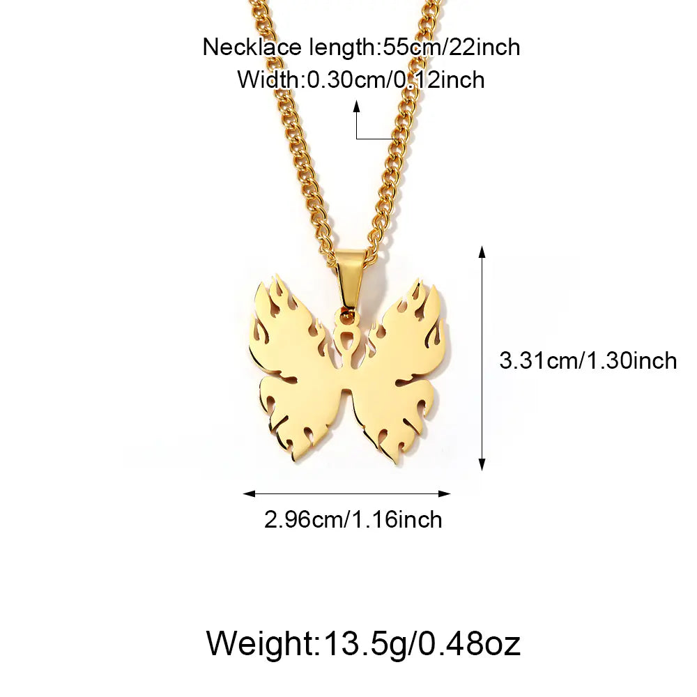 Gold Plated Stainless Steel Betterfly Pendant Necklace