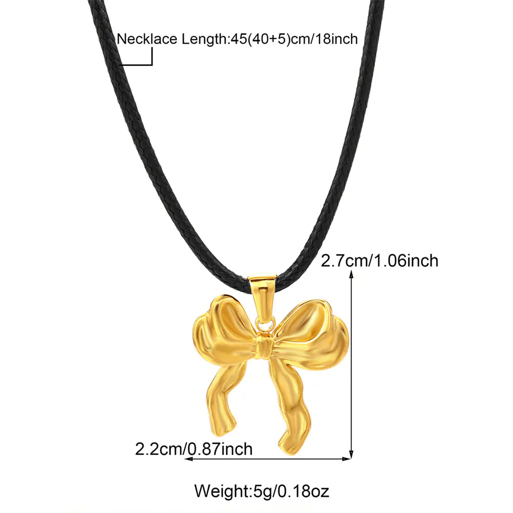 Stainless Steel Non Tarnish Bow Design Necklace