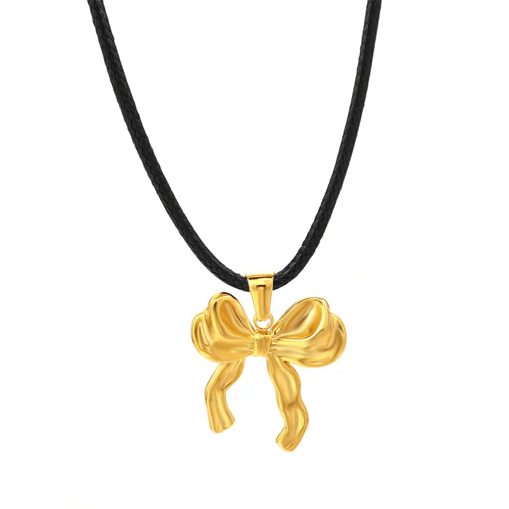Stainless Steel Non Tarnish Bow Design Necklace