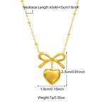 Stainless Steel Non Tarnish Bow Heart Design Necklace