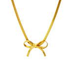 Stainless Steel Blade Chain Silver and Gold Bow Necklace