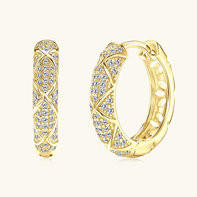 925 Silver Moissanite X Full Iced Hoop Earrings