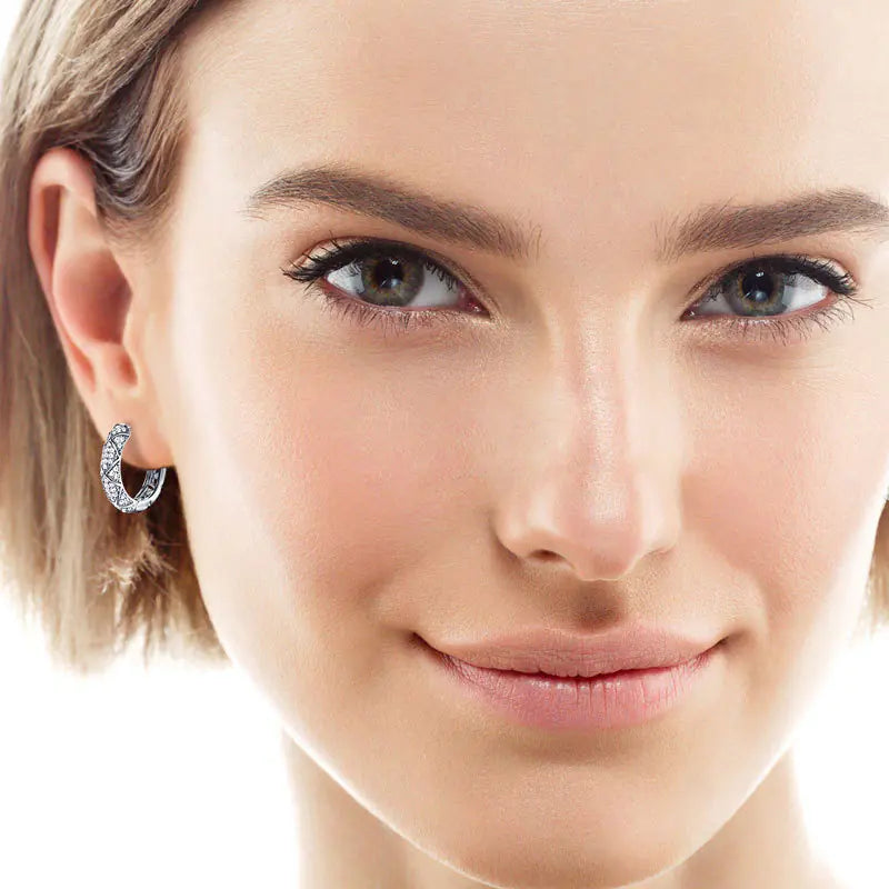 925 Silver Moissanite X Full Iced Hoop Earrings