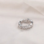 Brass Iced Out CZ Heart Eternity Band Rings