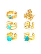 Trendy Open Gold Plated Natural Stone Ring