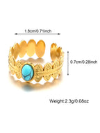Trendy Open Gold Plated Natural Stone Ring