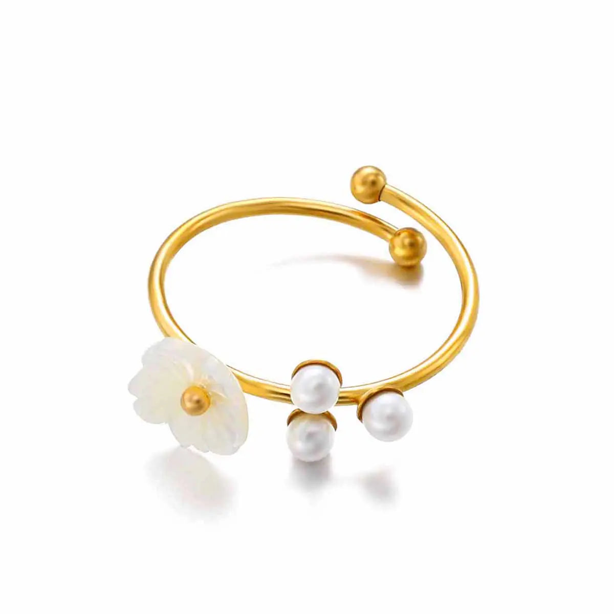 Hot Stainless Steel Flower Adjustable Ring