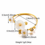 Simple Stainless Steel Shell Flower Adjustable Ring