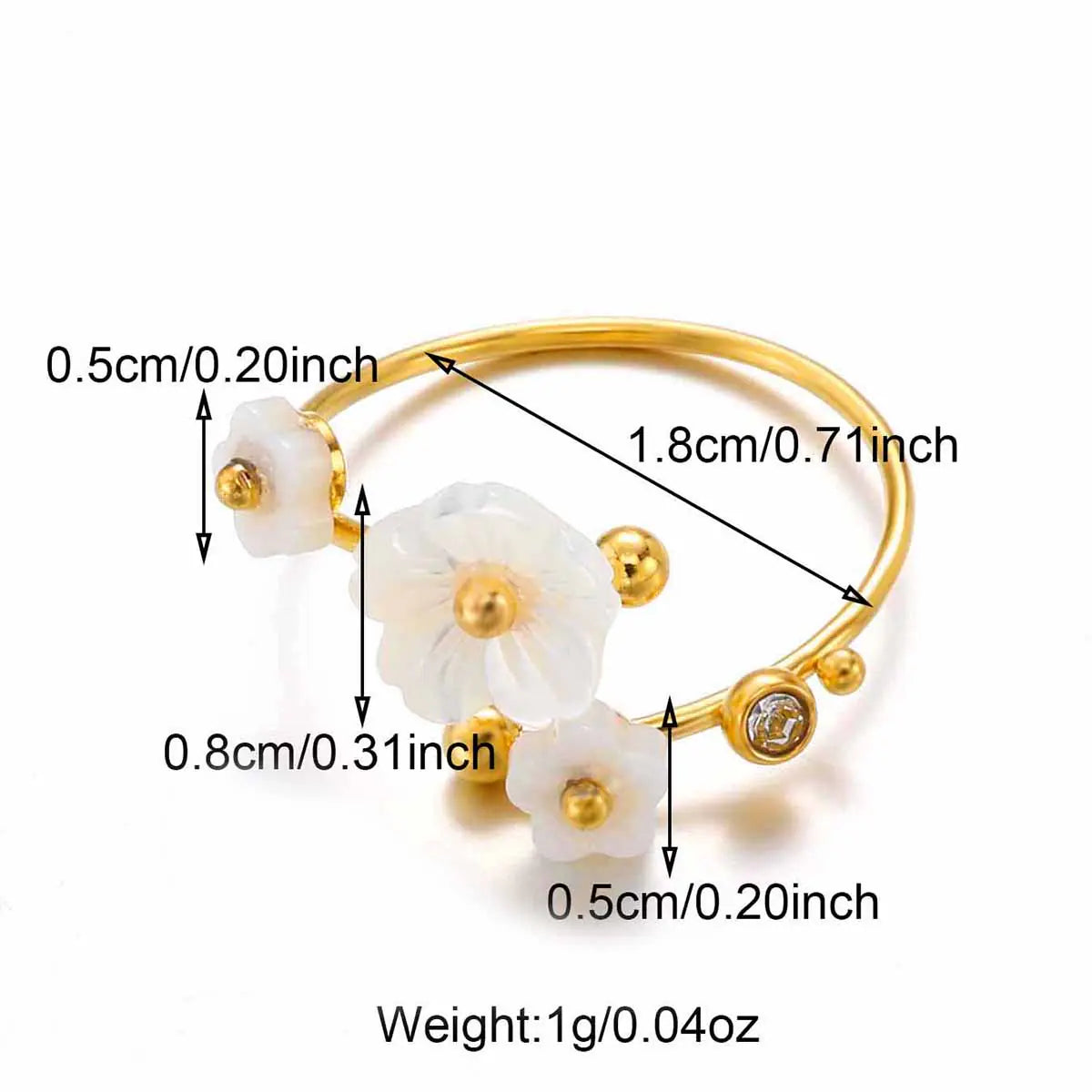 Simple Stainless Steel Shell Flower Adjustable Ring