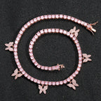 4mm Single-Row Butterfly Zirconia Necklace
