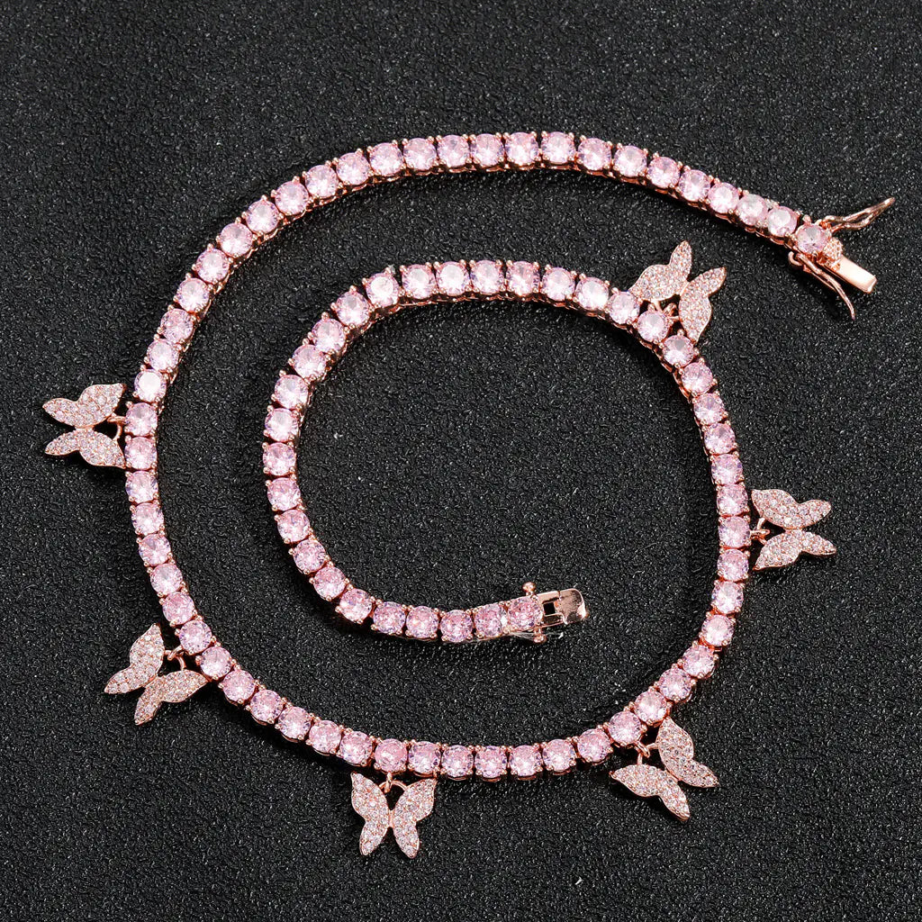 4mm Single-Row Butterfly Zirconia Necklace