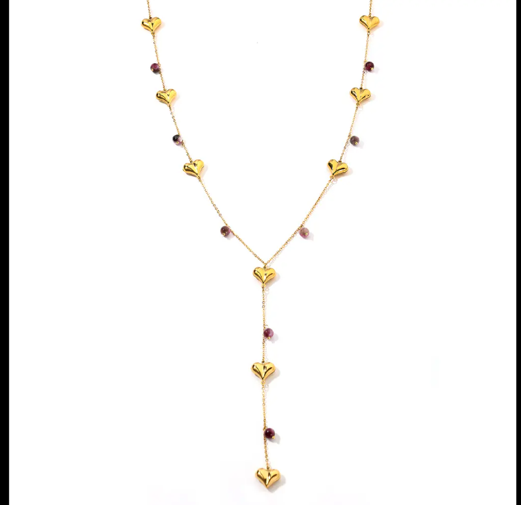 Gold Plated Stainless Steel CZ Necklace
