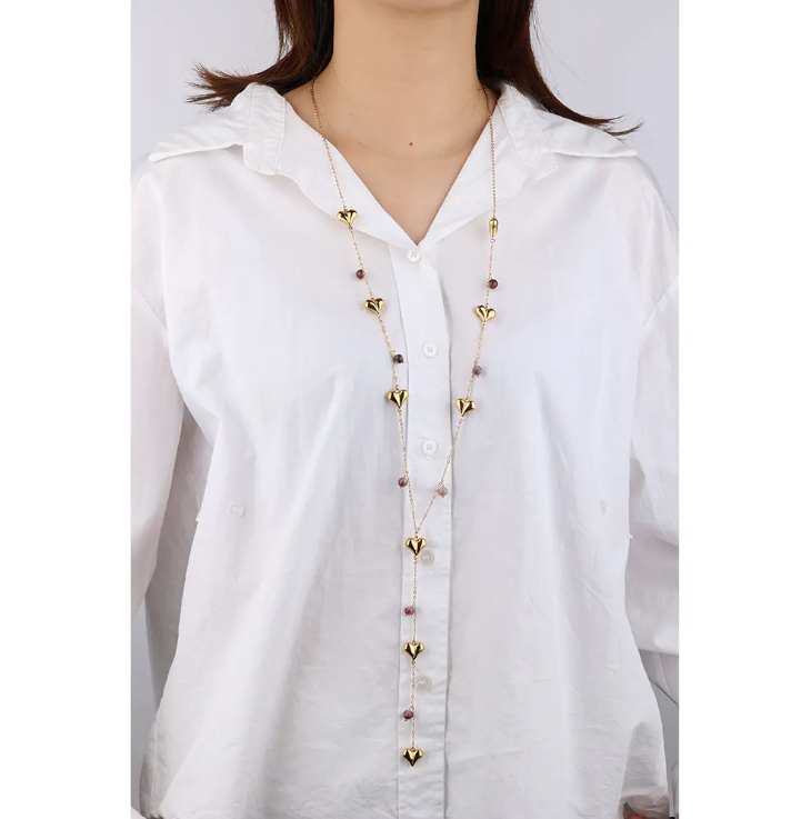 Gold Plated Stainless Steel CZ Necklace