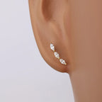 925 Silver Moon Horse Eye Diamond Earrings