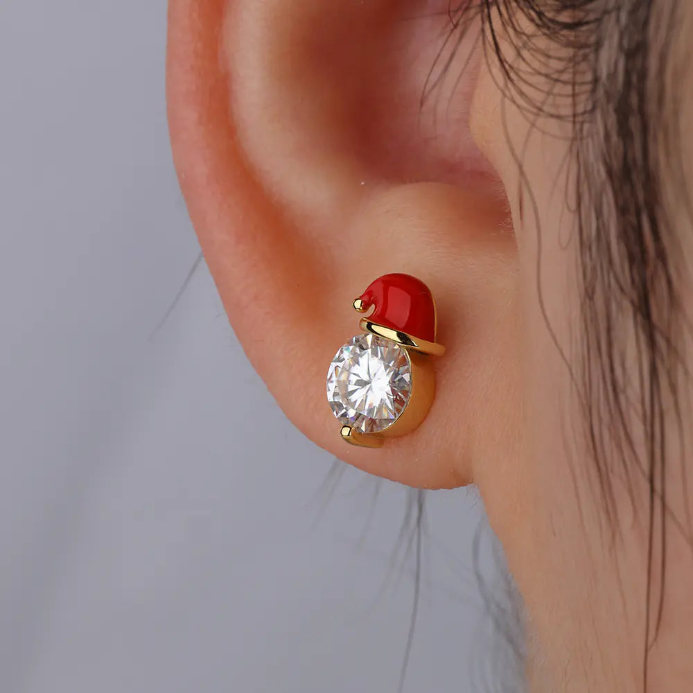 925 Sterling Silver Christmas Design Moissanite Earrings