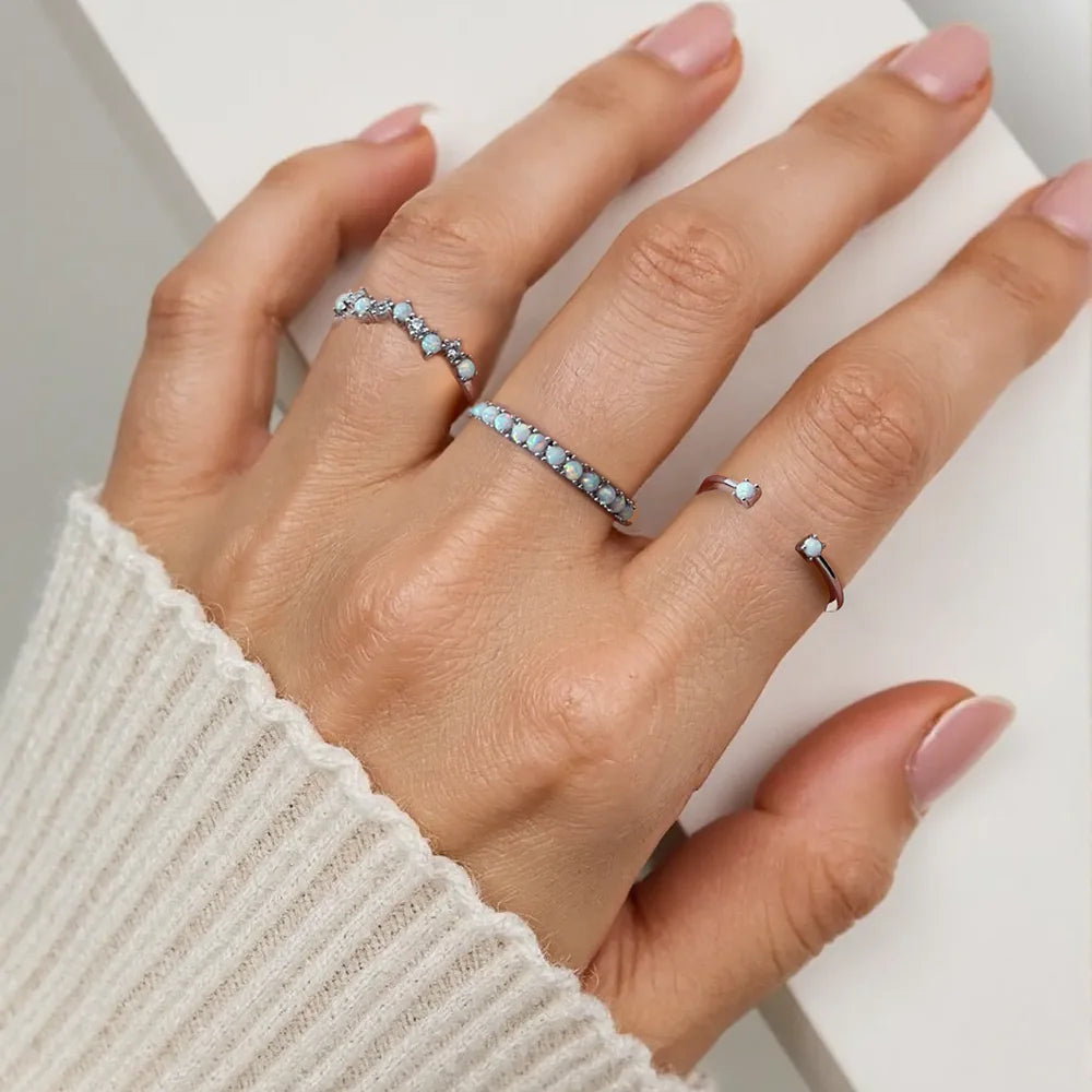 Luxury Dainty Adjustable Moonstone Opal Ring