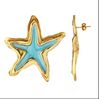 Simple Starfish-shaped Vacation Style Multi-color Stainless Steel Earring