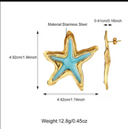 Simple Starfish-shaped Vacation Style Multi-color Stainless Steel Earring