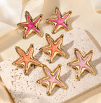 Simple Starfish-shaped Vacation Style Multi-color Stainless Steel Earring