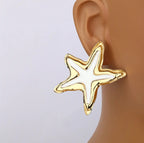 Simple Starfish-shaped Vacation Style Multi-color Stainless Steel Earring